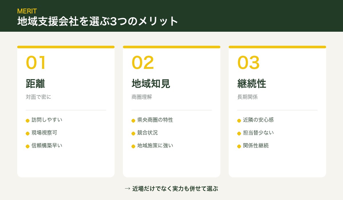 地域支援会社を選ぶ3つのメリット